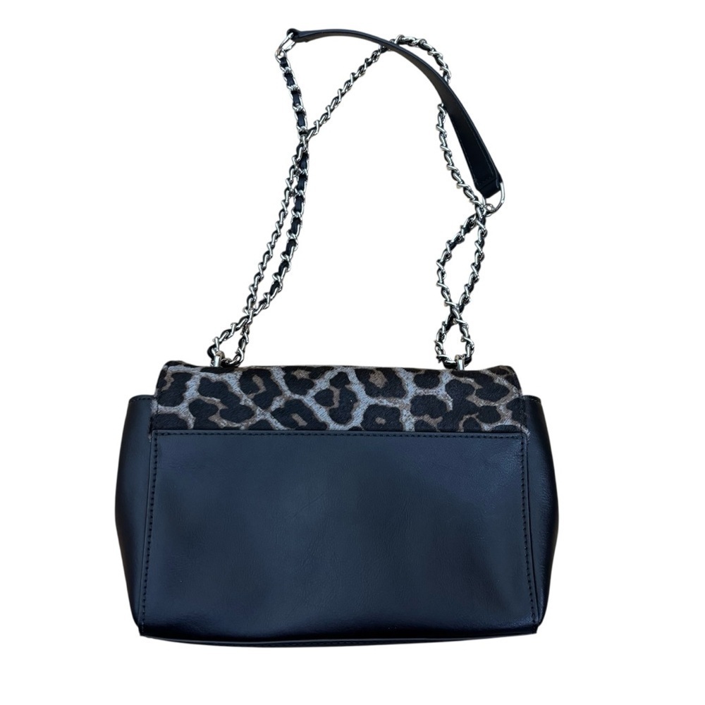 Talbots Calf Hair Leopard Print Adjustable Chain Strap Handbag 100% Leather - Picture 2 of 8